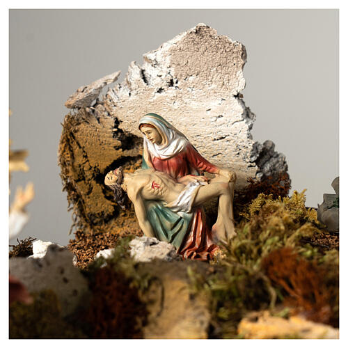 Borgo presepe pasquale scena Crocifissione e Resurrezione con statue 35x50x40 cm MODULO 8 4