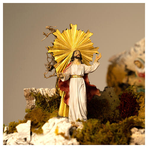 Borgo presepe pasquale scena Crocifissione e Resurrezione con statue 35x50x40 cm MODULO 8 5