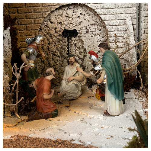 Borgo Incoronazione di spine flagellazione presepe Pasquale con statue 45x60x40 cm MODULO 7 2
