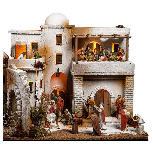 Presepe Pasquale ultima cena e lavanda dei piedi con statue 35x60x40 cm MODULO 4 1