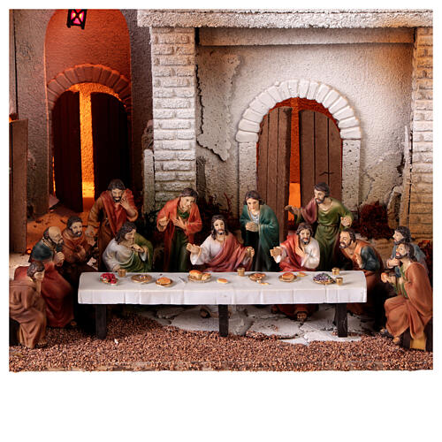 Presepe Pasquale ultima cena e lavanda dei piedi con statue 35x60x40 cm MODULO 4 3