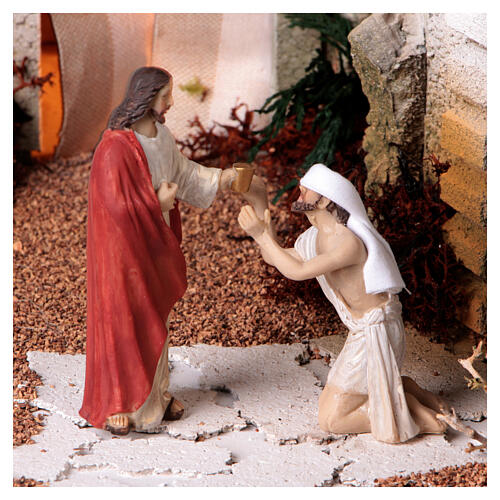 Presepe Pasquale ultima cena e lavanda dei piedi con statue 35x60x40 cm MODULO 4 6