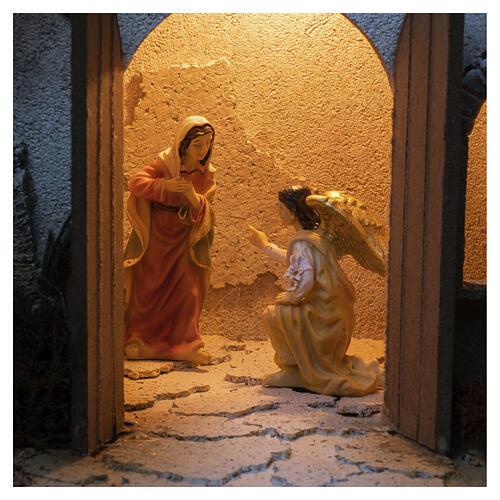 Annunciazione e Natività presepe Pasquale con statue 40x60x30 cm MODULO 1 2