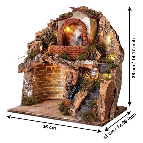Scenografia piccola con macina 35x35x30 cm presepe napoletano 8 cm 2