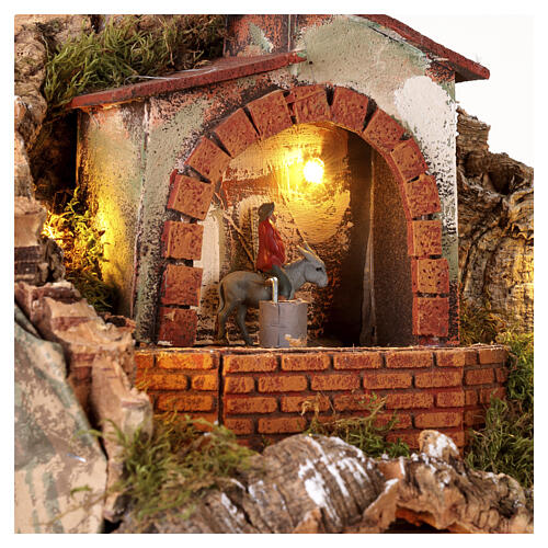 Scenografia piccola con macina 35x35x30 cm presepe napoletano 8 cm 5