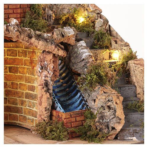 Scenografia piccola con macina 35x35x30 cm presepe napoletano 8 cm 6