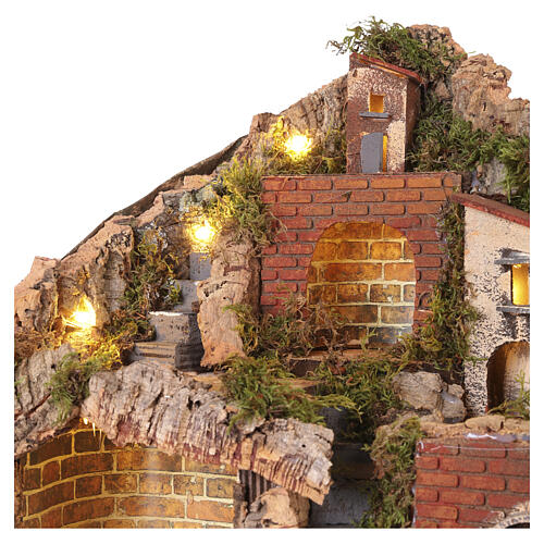 Borgo con scale e fontana 45x35x30 cm presepe napoletano 8-10 cm 5