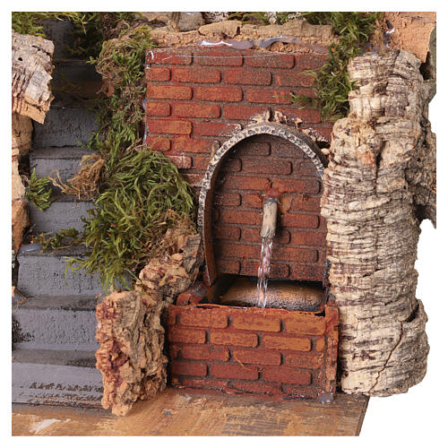 Aldeia com escadas e fonte 45x35x30 cm para presépio napolitano 8-10 cm 3