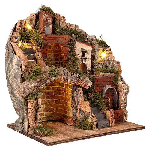 Aldeia com escadas e fonte 45x35x30 cm para presépio napolitano 8-10 cm 4