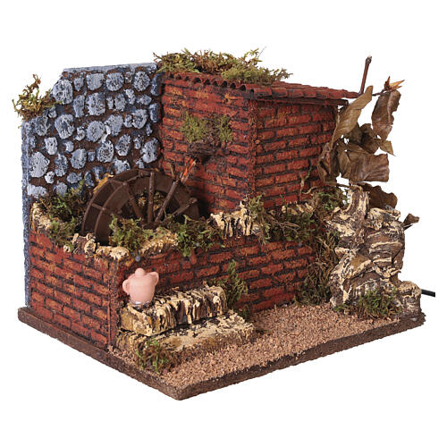 Mulino ad acqua 17x20x17 cm presepe napoletano 10 cm 3