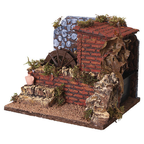 Mulino ad acqua 17x20x17 cm presepe napoletano 10 cm 4