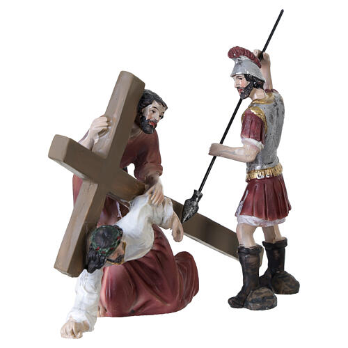 Gesù porta la croce con soldato romano presepe pasquale 9 cm 3