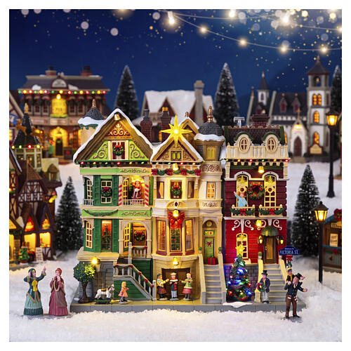 Christmas On Victoria Street facciata illuminata Lemax Caddington Village 26x29x11 cm - 65530 2