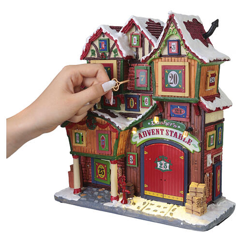 Dasher's Advent Stable illuminated façade by Lemax, 11x10x4 in - 95569 4