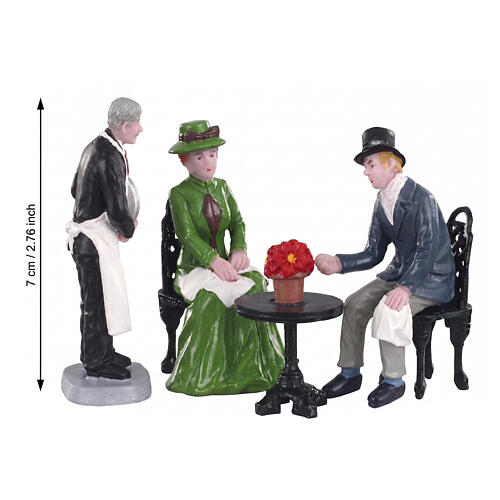 Café Society set 4 pezzi statuina Lemax Caddington Village 7x10x3 cm - 02925 2