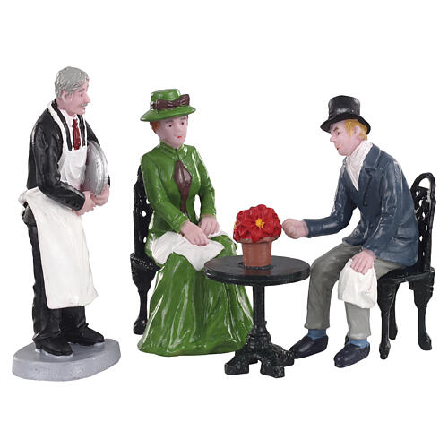 Café Society set 4 peças figura Lemax Caddington Village 7x10x3 cm - 02925 1