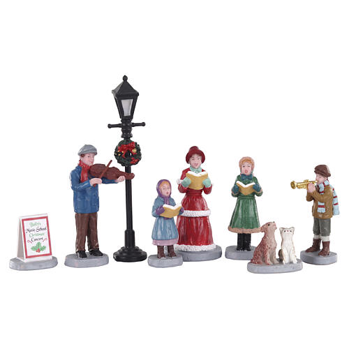 Baily's Music School Carolers set, 8 pieces, figurine by Lemax for Caddington Village, 4x8x1.2 in - 02949 1