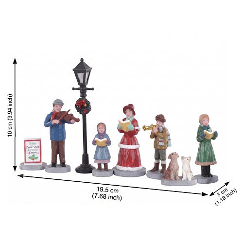 Baily's Music School Carolers set, 8 pieces, figurine by Lemax for Caddington Village, 4x8x1.2 in - 02949 2