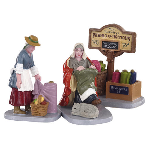 Fabric Vendor set 3 pezzi statuina Lemax Caddington Village 7x13x6 cm - 02951 1
