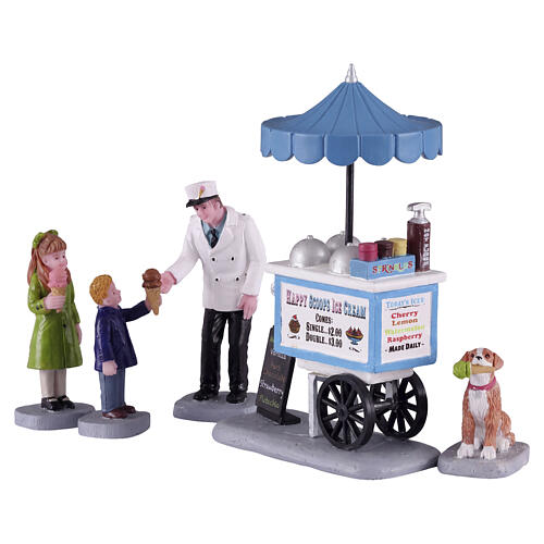Happy Scoops Ice Cream Cart, 5-piece set by Lemax for Caddington Village, 4x6x2 in - 12037 1