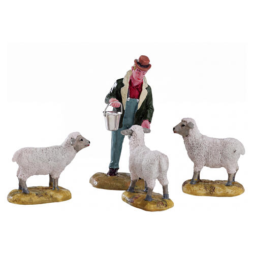 The Good Shepherd 4-piece set, Lemax figurine, Vail Village, 2.5x3.5x1.5 in - 12499 1