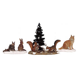 Woodland Animals set 4 pezzi statuina Lemax Vail Village 6x18x4 cm - 12516