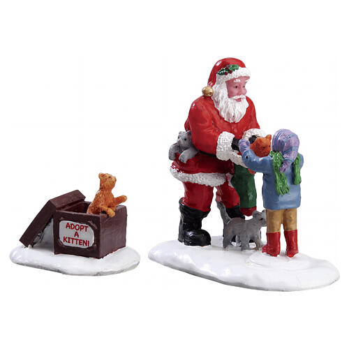 Santa and Kittens set 2 pezzi statuina Lemax 7x12x4 cm - 22045 1