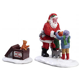 Święty Mikołaj i kocięta, zestaw 2 elementów figurka Lemax 7x 12x4 cm - 22045