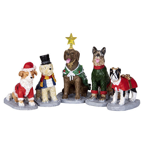 Costumed Canines set 5 pezzi statuina Lemax Plymouth Corners 5x10x4 cm - 32126 1