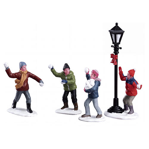Snowball Fight set 4 pezzi statuina Lemax 11x14x4 cm - 32133 1
