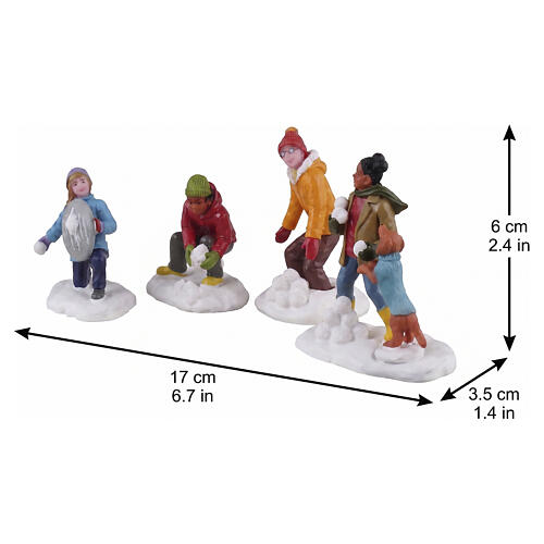 Snowball Battles set 4 pezzi statuina Lemax Vail Village 6x17x3 cm - 32210 2