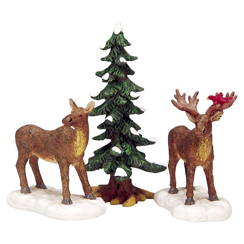 Mr And Mrs Moose set 3 pezzi statuina Lemax 8x13x4 cm - 32725 1