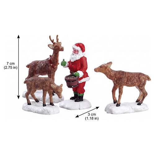 Santa Feeds Reindeer set 4 pezzi statuina Lemax 7x16x3 cm - 52146 2