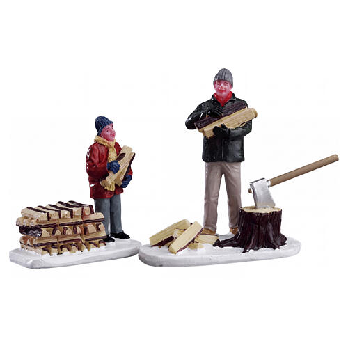 Stacking Firewood 2-piece set by Lemax, Vail Village, 2.9x4.8x1.4 in - 52323 1
