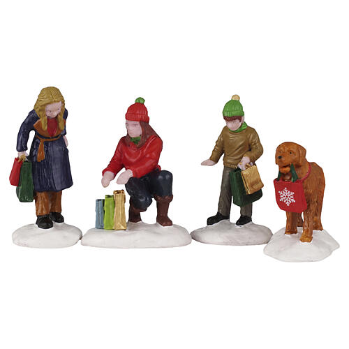Festive Holiday Shoppers set 4 pezzi statuina Lemax Vail Village 5x10x4 cm - 62635 1