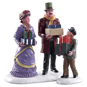 Walking Family set 2 pezzi statuina Lemax Caddington Village 7x9x3 cm - 82605