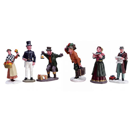 Townsfolk Figurines 6-piece set, Lemax characters for Caddington Village, 2.8x7.6x1.3 in - 92355 1