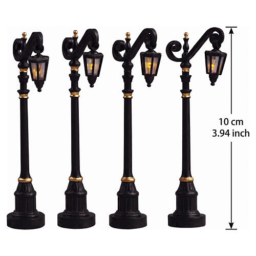 Colonial Street Lamp set 4 pezzi (4.5V) lampione illuminato Lemax 10 cm - 54313 2