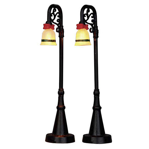 Bell Ornament Lamp Post set 2 pièces (4,5V) lampadaire ornement en forme de cloche illuminé Lemax 12 cm - 54932 1