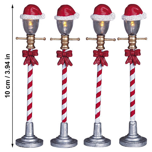 Santa Hat Street Lamp 4-teiliges beleuchtetes Set (4,5 V) Lemax Santa's Wonderland 10x8x2 cm - 64472 2