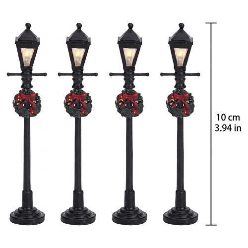 Gas Lantern Street Lamp set 4 pezzi (4.5V) illuminati Lemax 10 cm - 64498 2