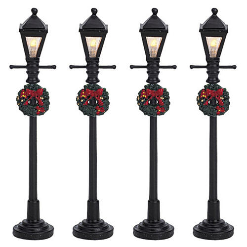 Gas Lantern Street Lamp conjunto 4 peças (4.5V) lampião iluminado Lemax 10 cm - 64498 1