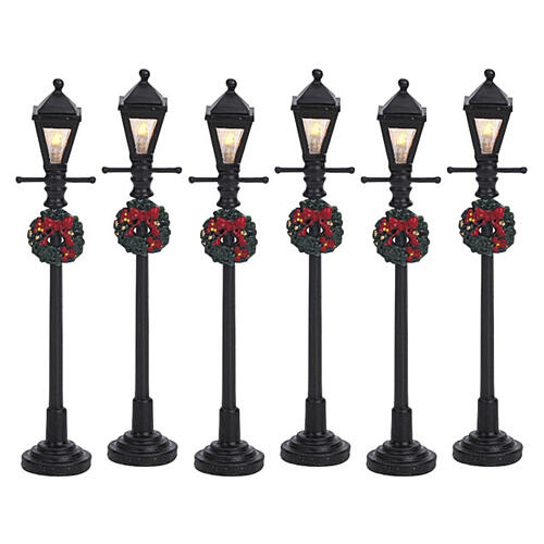 Gas Lantern Street Lamp set 6 pezzi (4.5V) illuminati Lemax 10 cm - 64499 1