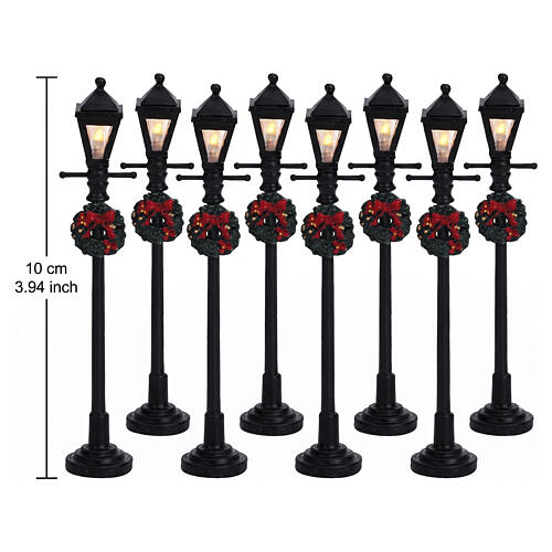 Gas Lantern Street Lamp 8er-Set (4,5 V) beleuchtete Straßenlaternen Lemax 10 cm - 64500 2
