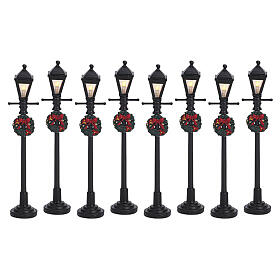 Zestaw 8 podświetlanych latarni gazowych Lemax, 4,5 V, 10cm, 64500