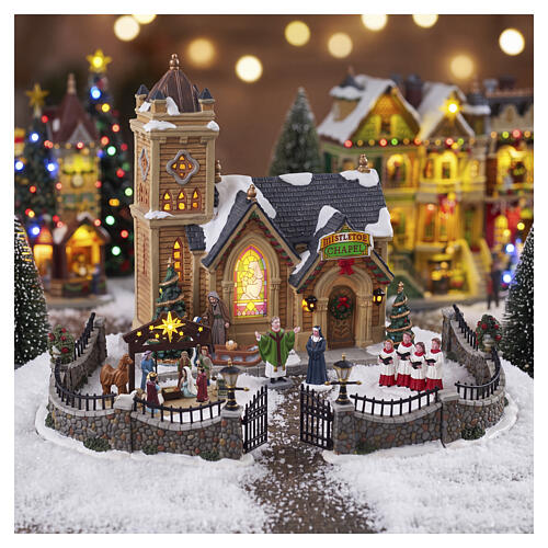 Mistletoe Chapel cenário iluminado Lemax Caddington Village 20x19x11 cm - 25917 2