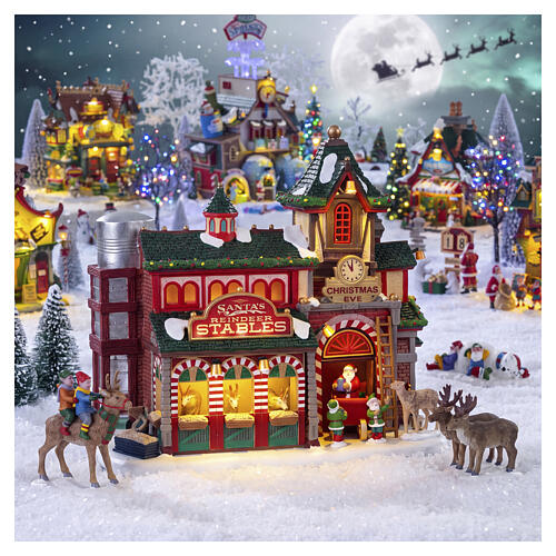 Santa's Reindeer Stables beleuchtetes Gebäude Lemax Santa's Wonderland 22x24x14 cm - 25926 2
