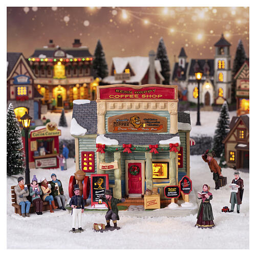 Bean Happy Coffee Shop, oświetlony domek Lemax, Caddington Village, 16,7×16,9×13,6 cm, 25929 2