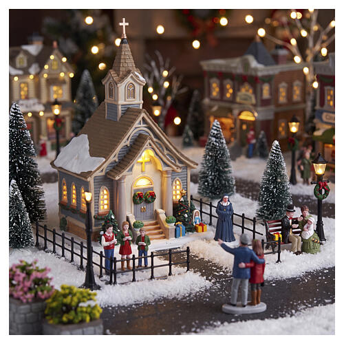 Small Town Church edificio illuminato Lemax Caddington Village 23x15x13 cm - 35066 2