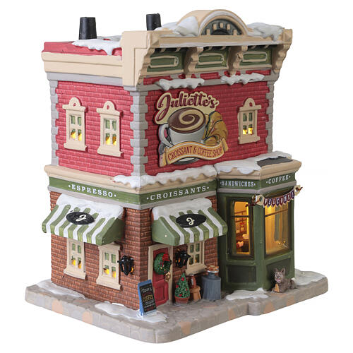 Juliette's Croissant &amp; Coffee Shop illuminated building by Lemax, Caddington Village, 7.9x6.5x5.5 in - 45251 4